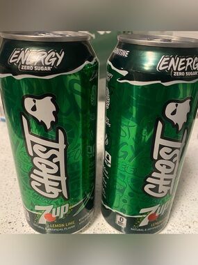 Ghost 7up Energy Drink Green Metallic Energy Drink Cans